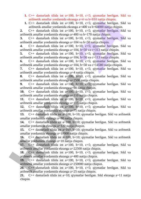 C++ dasturlash tilida arifmetik amallar va sikl