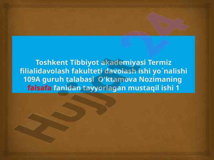 Falsafa fani asoslari va tadqiqot yo'nalishlari