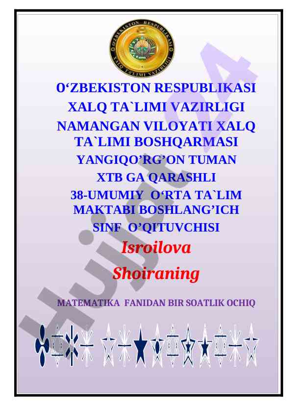 Matematika fanidan bir soatlik ochiq dars