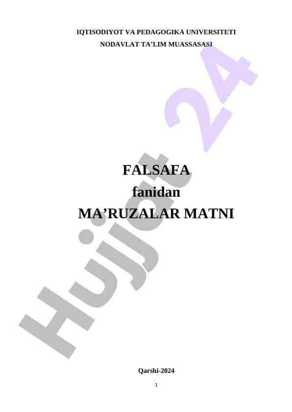 Falsafa fanidan ma’ruzalar matni tahlili