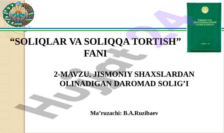 Daromad solig’i va jismoniy shaxslar tahlili