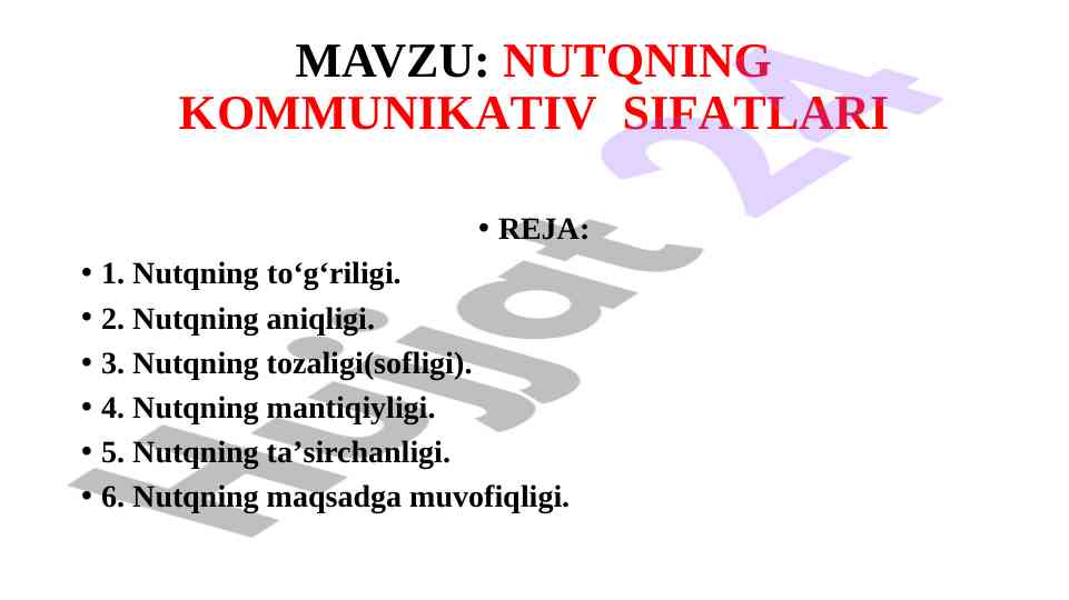 Nutqning kommunikativ sifatlari tahlili