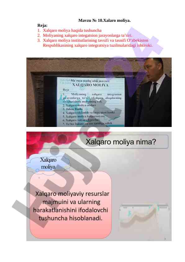 Xalqaro moliyaning rivojlanishi va o’rni