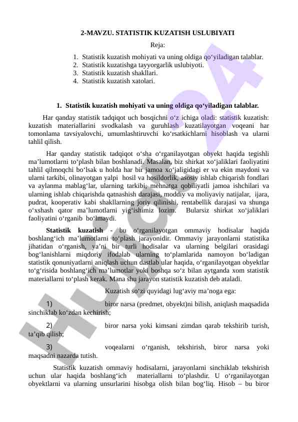 Statistik kuzatish uslubiyati