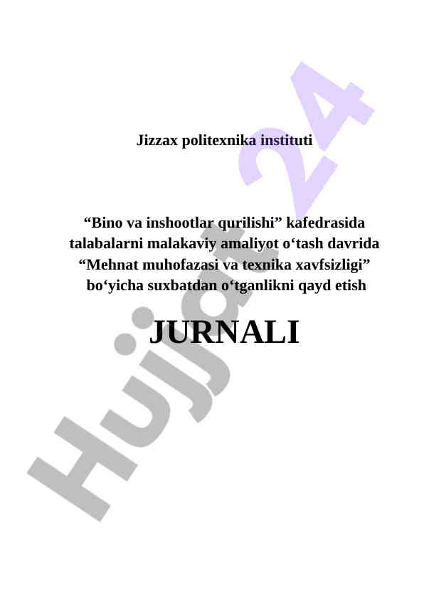 Mehnat muhofazasi va texnika xavfsizligi yo‘riqnomasining mazmuni