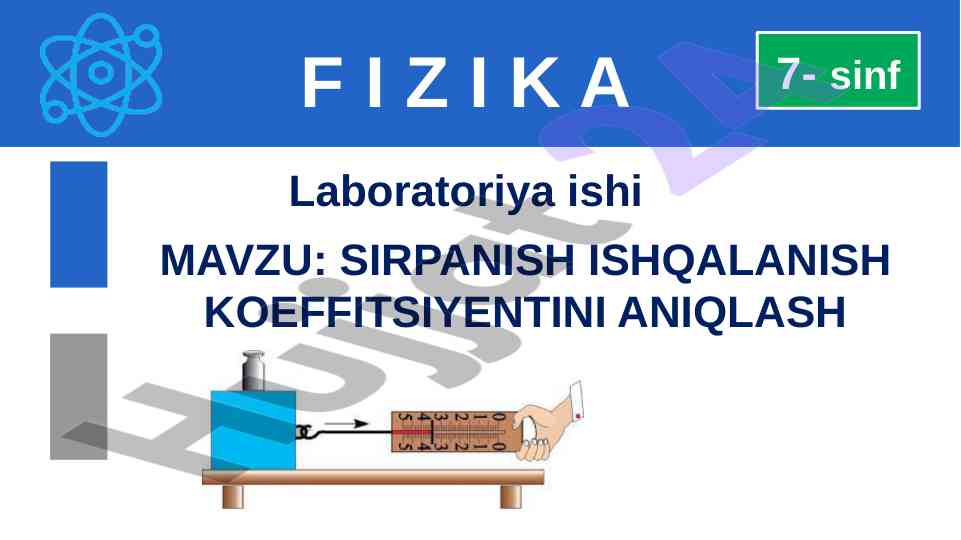 Sirpanish ishqalanish koeffitsiyentini aniqlash