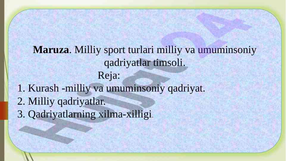 Milliy sport turlari va qadriyatlar tahlili