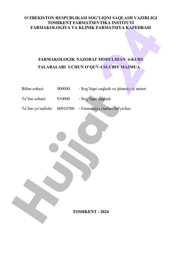Farmatsevtik yordam fanni o‘quv-uslubiy majmuasi