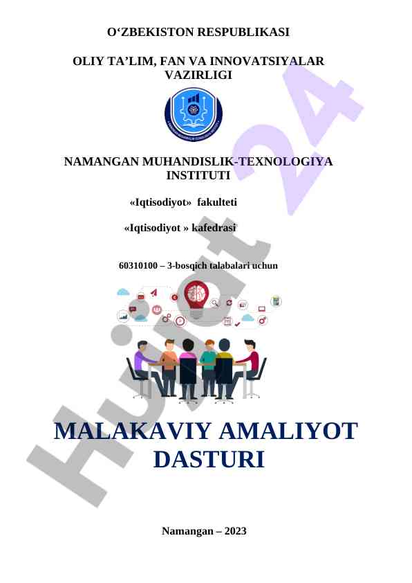 Malakali amaliyot dasturi iqtisodiyot talabalari uchun