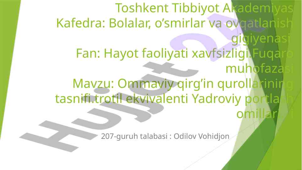 Ommaviy qirg'in qurollarining tasnifi