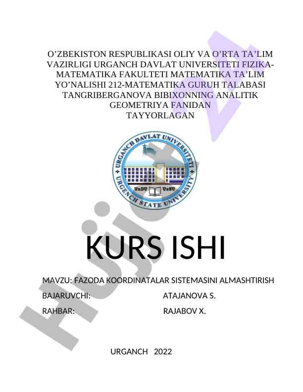 Fazoda koordinatalar sistemasini almashtirish