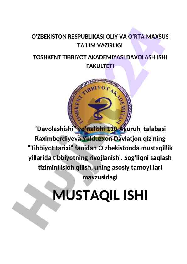 O’zbekistonda tibbiyot rivojlanishi va islohotlar