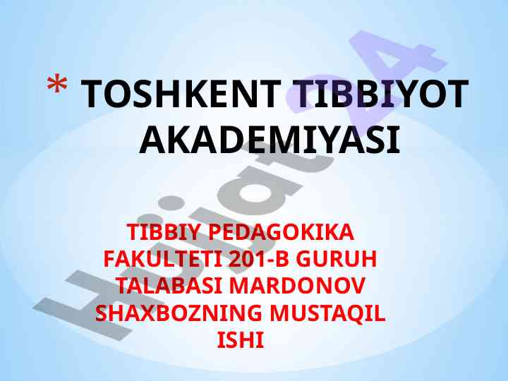 Gemofiliyaga oid mustaqil ish tahlili