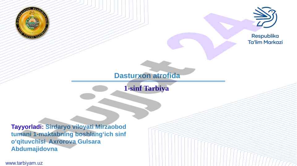 Dasturxon tuzish qoidalari va vazifalar