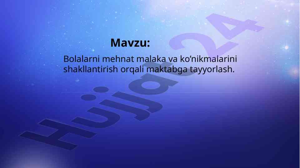 Bolalarni maktabga tayyorlash bo‘yicha malaka shakllantirish