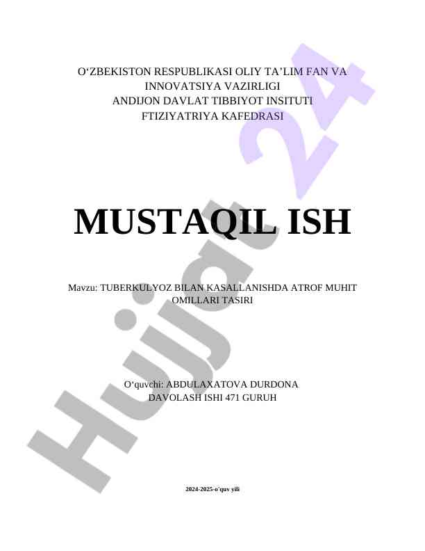 Atrof muhit omillari va tuberkulyoz kasallanishi