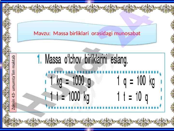 Massa birliklari orasidagi munosabatlar