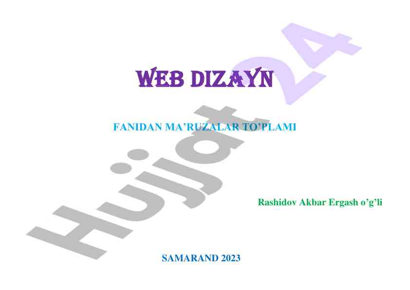 Web dizayn fanidan ma’ruzalar to’plami