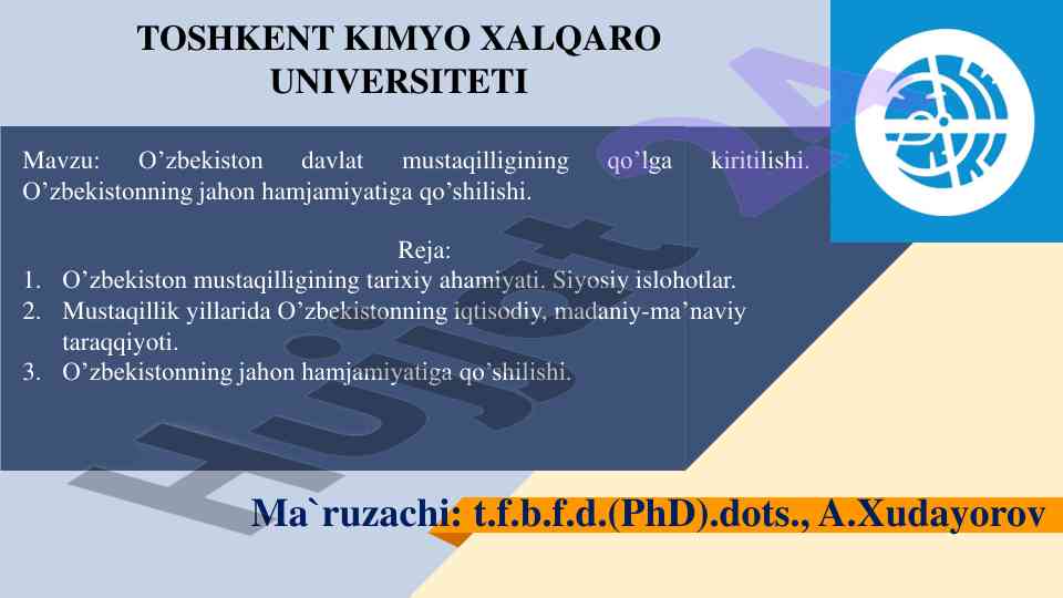 O’zbekiston davlat mustaqilligi tarixi bilan iqtisodiy taraqqiyot