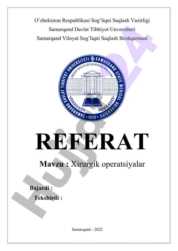 Xirurgik operatsiyalar haqida ma'lumotlar
