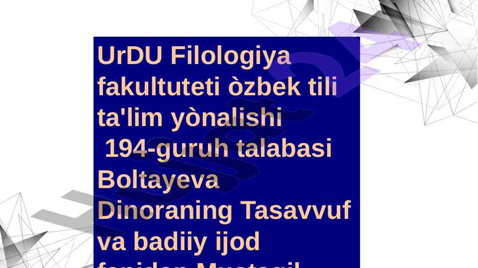 Tasavvufda murid va murshid munosabati yozma ish