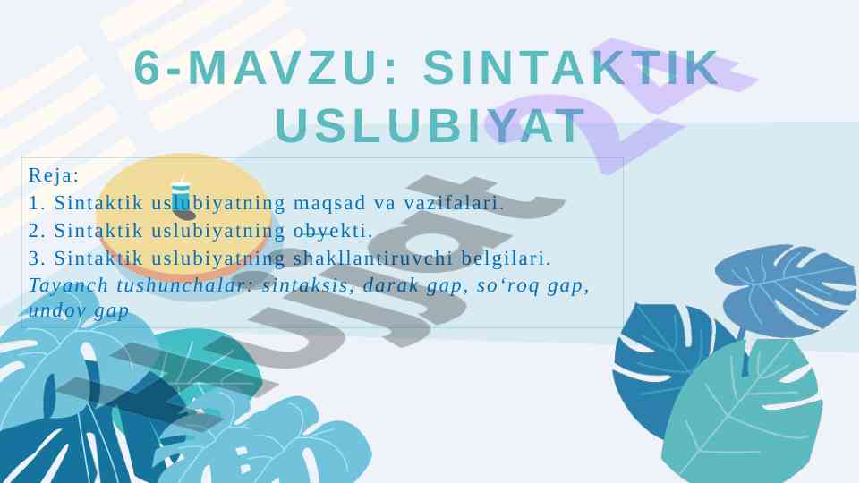 Sintaktik uslubiyat va uning asosiy tamoyillari