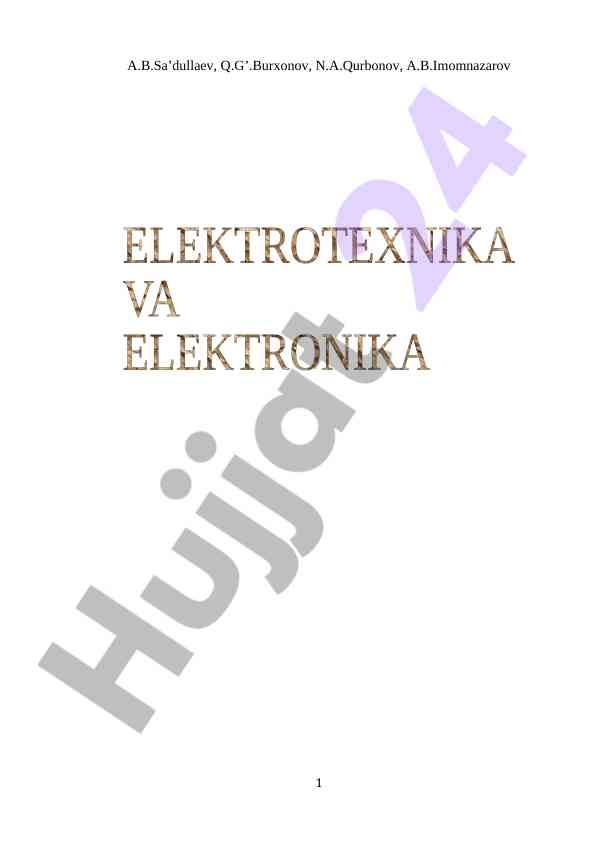 Elektrotexnika va elektronika o'quv qo'llanma