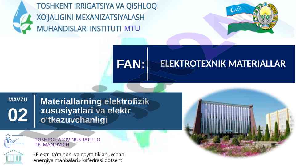 Elektr o‘tkazuvchanlik va elektroizolyatsiya tahlili