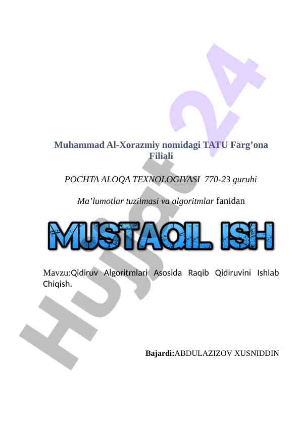 Qidiruv algoritmlari asosida raqib qidiruvini ishlab chiqish