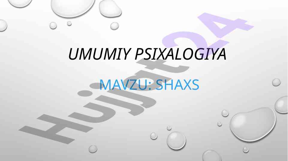 Shaxs va ijtimoiy ta’sirlarning psixologiyasi