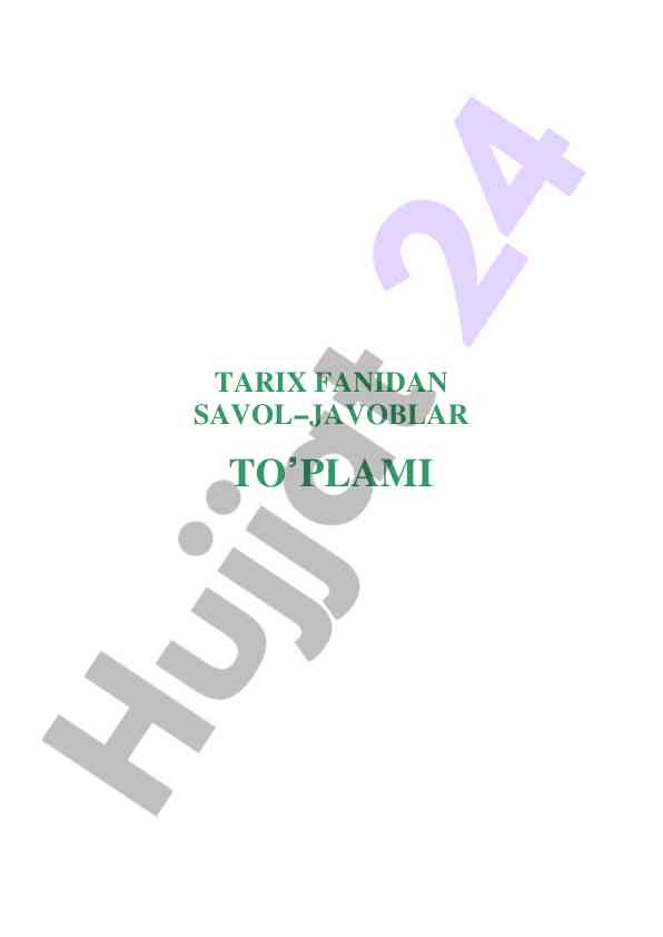Tarix fanidan savol javoblar to'plami 2