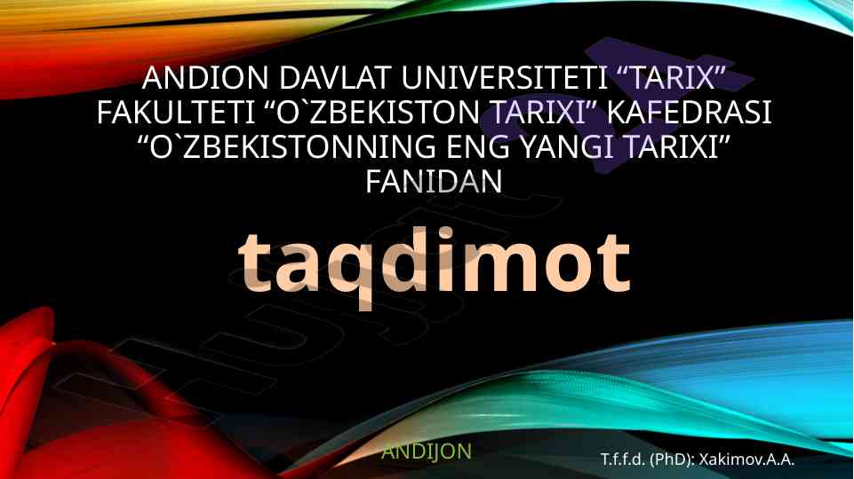 O‘zbekistonning eng yangi tarixi bozor munosabatlari