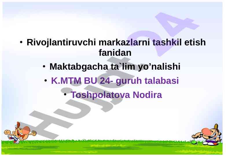 Rivojlantiruvchi rolli o'yinlar va dasturiy tavsiyalar