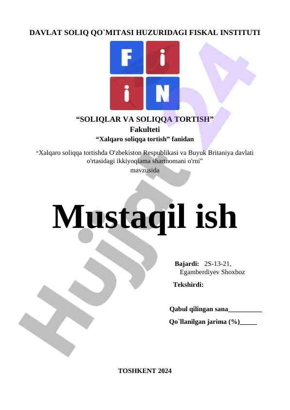 Xalqaro soliqqa tortishda o'zbekiston va buyuk britaniya
