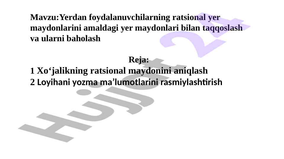 Ratsional yer maydonlarini taqqoslash va baholash