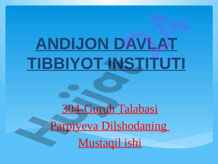 Kasalxona xonalari havosining antropogen ifloslanishi