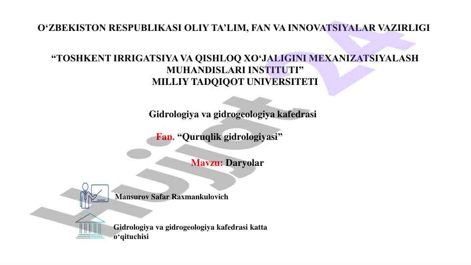 Daryo tushunchasi va gidrosfera haqida umumiy ma'lumot