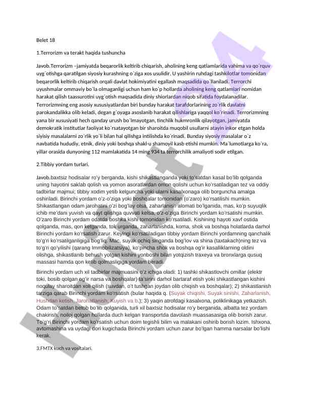 Terrorizm va terakt haqida tushuncha