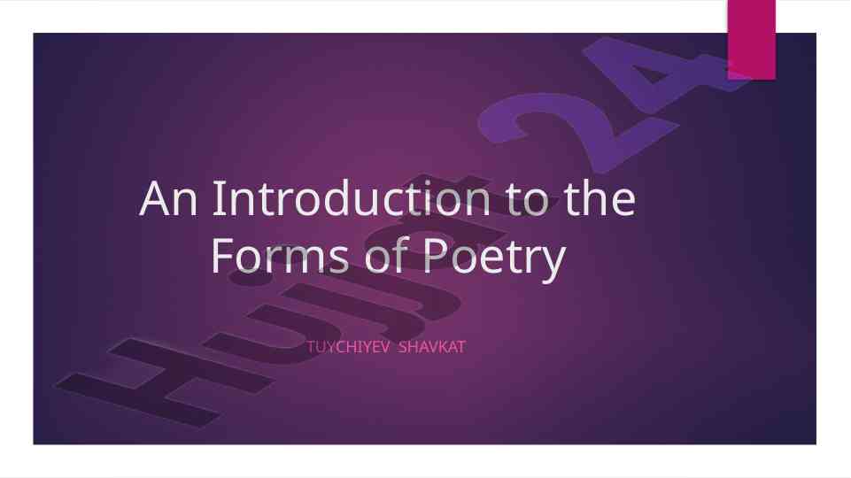 An introduction to the forms of poetry