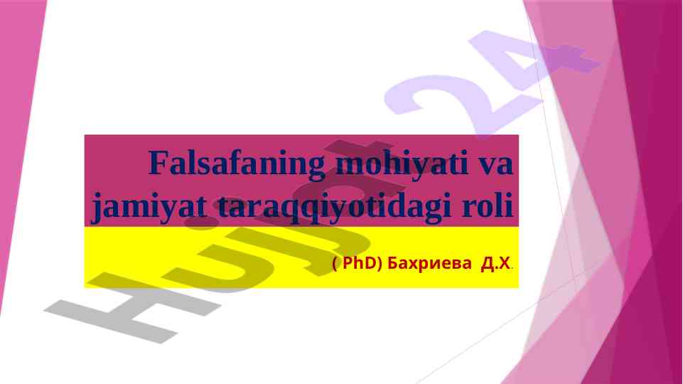 Falsafaning mohiyati va jamiyat taraqqiyotidagi roli