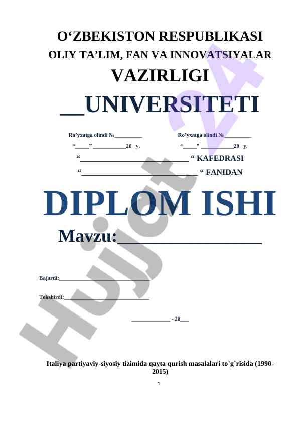 Italiya Partiyaviy-Siyosiy Tizimida Qayta Qurish
