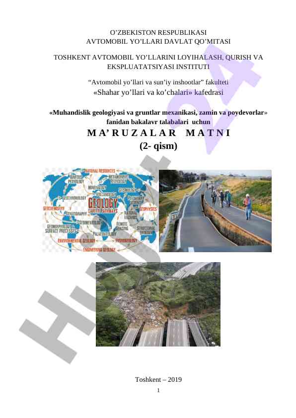 Muhandislik geologiyasi va gruntlar mexanikasi qo‘llanmasi