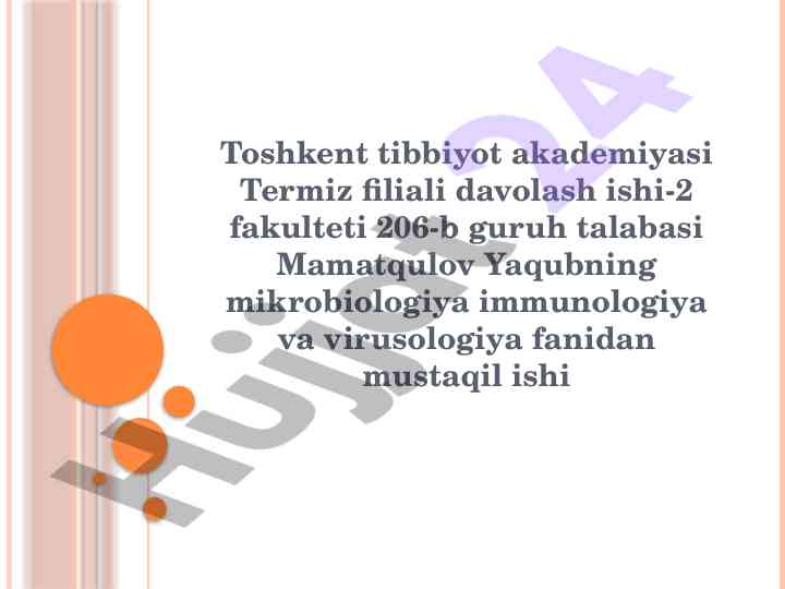 Kasalxona ichida tarqaluvchi yuqumli kasalliklar