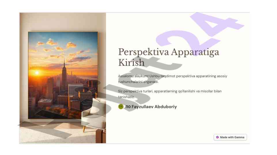 Perspektiva apparati: chizmada 3d ko‘rinish