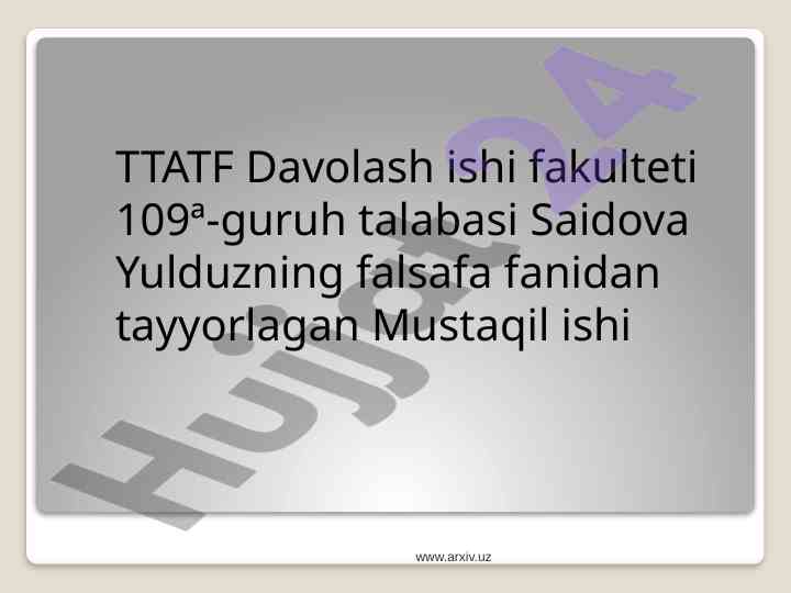 Inson oliy qadriyat haqida mustaqil ish