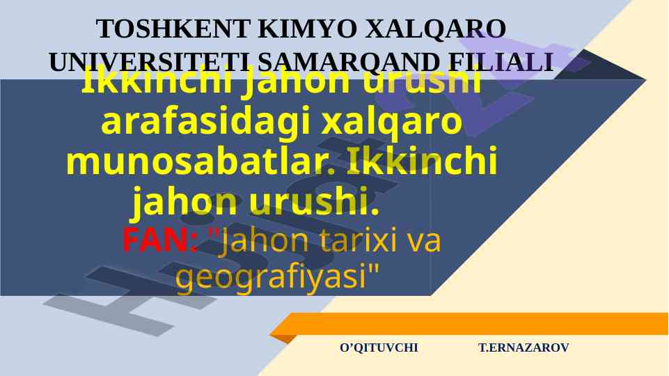 Ikkinchi jahon urushi arafasidagi xalqaro munosabatlar