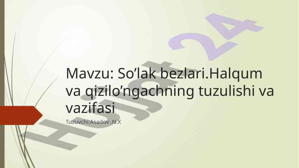 So'lak bezlari tüzilishi va vazifasi