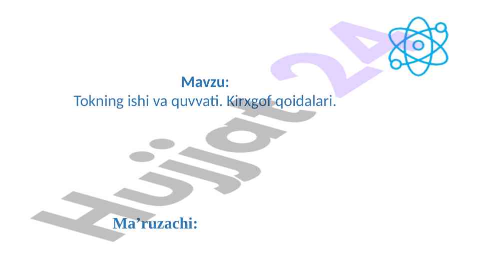 Tokning ishi va quvvati haqida ma’lumotlar
