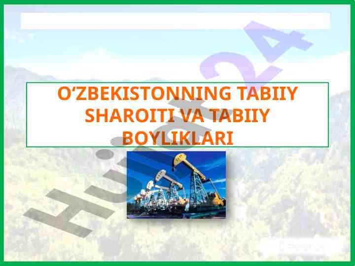 O‘zbekistonning tabiiy sharoiti va tabiiy boyliklari