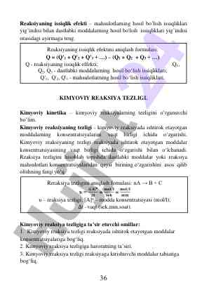 Kimyoviy reaksiya tezligining o‘rganilishi